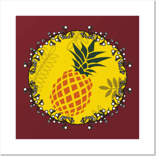 Pineapple Christmas Wreath - Tropical Holiday Posters and Art